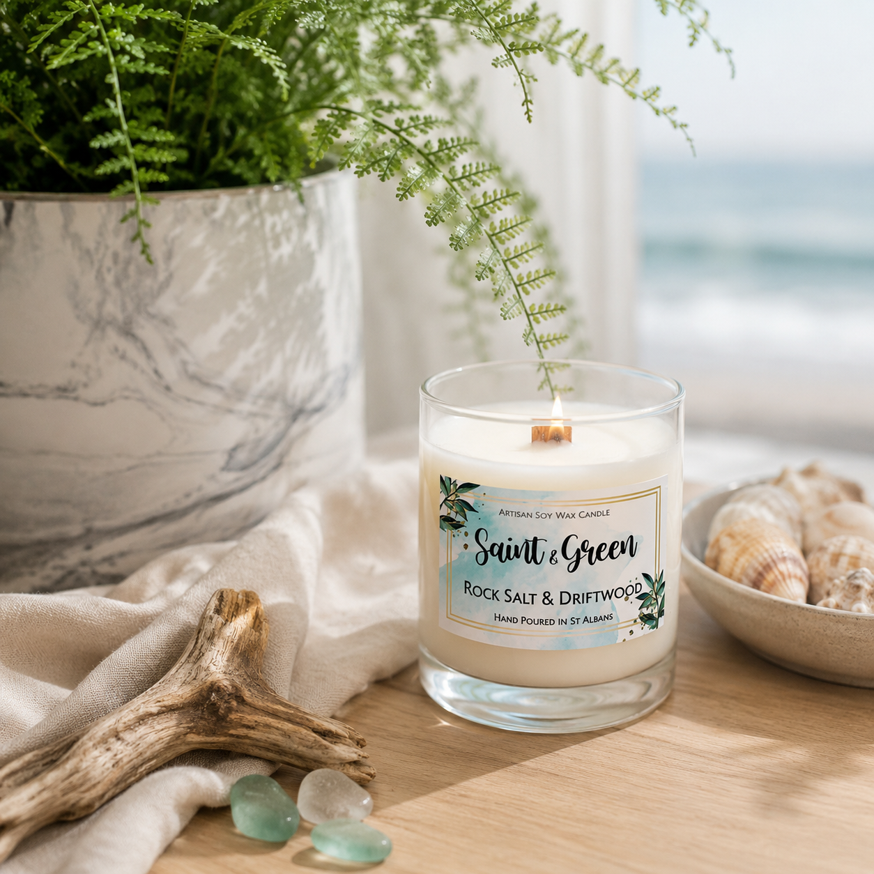 Rock Salt and Driftwood Soy Wax Candle